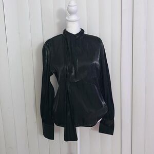 Black satin blouse